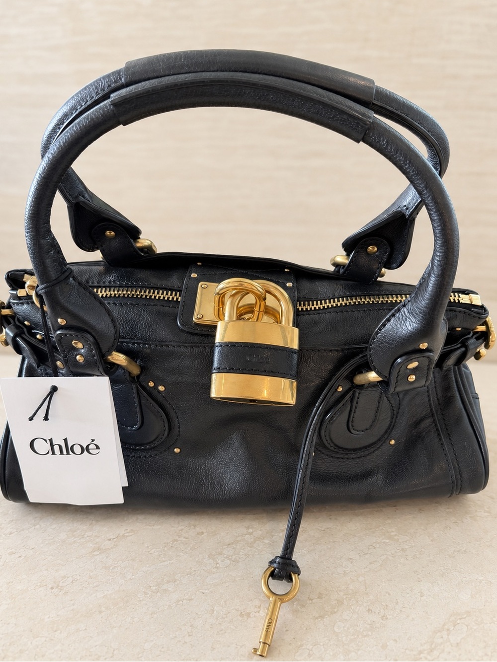 Brand New Chloé Paddington Leather Satchel Black & Gold NWT – Retail $2,990